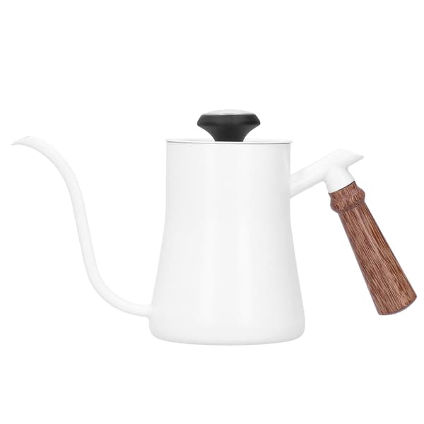 Kaffekande 650 ml rustfrit stål lang smal tud kaffemaskine med termometer Hvid