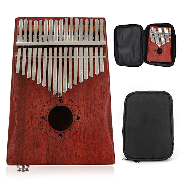 17-tangenter Kalimba mahogni tumpiano musikinstrument med taske og lydkabel