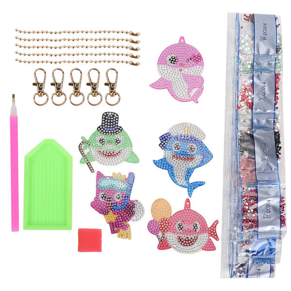 5 kpl Avaimenperä Timanttimaalaus Merieläimet Kuvio DIY 5D Hartsi Avaimenperä Matkatavaroiden Ripustus