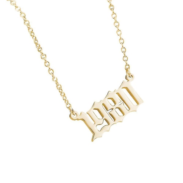1980-2019 Fødselsår nummer Charm vedhæng rustfrit stål kæde halskæde smykker Golden 2008