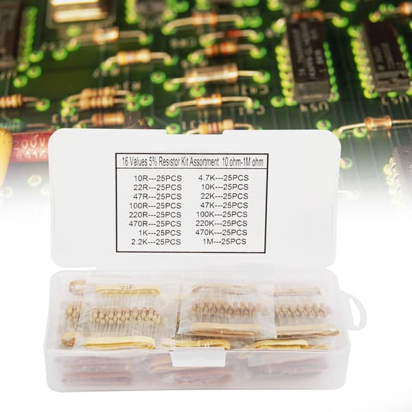 400 st 1/2W 16 värden 10ohm-1Mohm kolmotstånd Set Sortiment Komponenter Kit