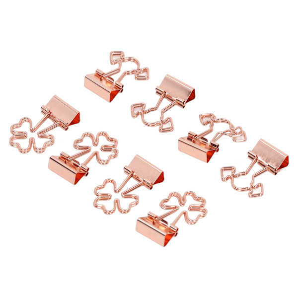 30st små pärmklämmor Rose Gold Clover Candy Style Stark klämmande metallpappersklämmor för hemskolakontor