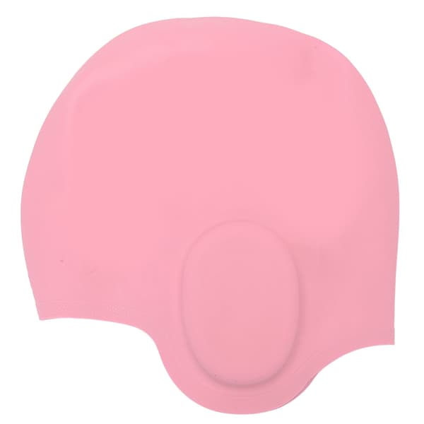 【NX】Høy elastisitet Silikon badehette Kompatibel med barn 3D hørselvern badehette Kompatibel med kort langt hår Rosa