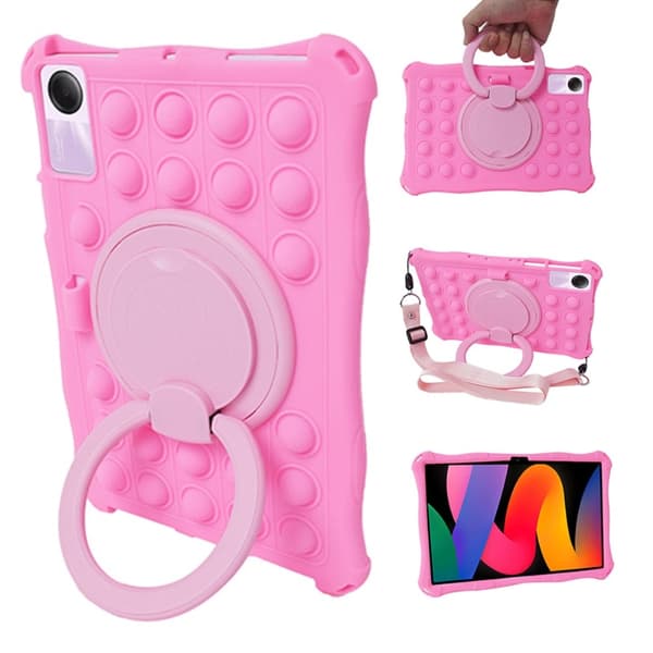 Kompatibel med Xiaomi Redmi Pad SE Stötsäkert Armor Popit Silikonskal - Rosa Rosa pink