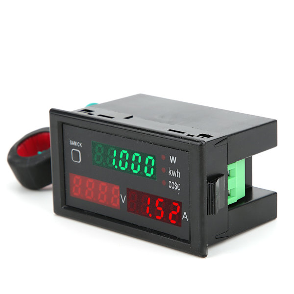 Digital AC-måler LED-display Multifunksjonell voltmeter Strøm-energimålingsmonitor AC220V