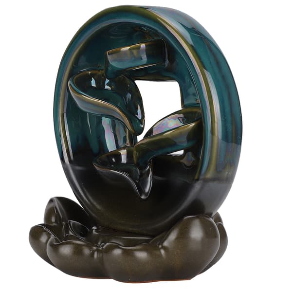 【NX】Backflow Røkelsesbrenner Vannfall Lotus Base Keramisk Holder Aromaterapi Ornament Hjemmedekor