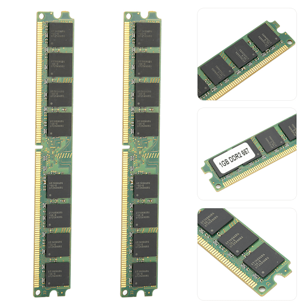 2 kpl DDR2 1 Gt 667 Mhz PC25300 Työpöytämuistimoduulit Kaksoispuoliset 16 siruilla AMD:lle