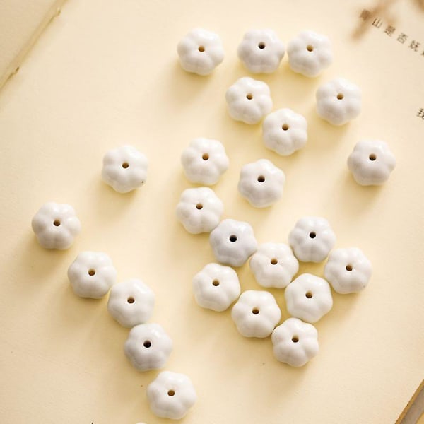 Pumpkin Beads DIY Lösa pärlor Vävd Armband Halsband Material white 20 pieces