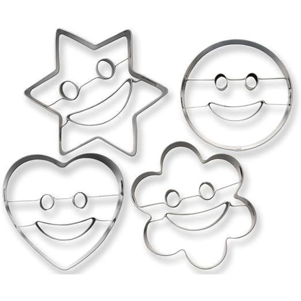 Cookie Cutters Set med 4 - För att baka kul - Emoji, smiley, hjärta och stjärnformer - Rostfritt stål
