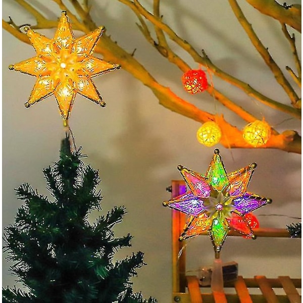 Star Heilwiy joulukuusen latta, 8" Uplyst dubbelsidig Star Tree Top, 8-piste Star Xmas Tree Top Top 20*18cm