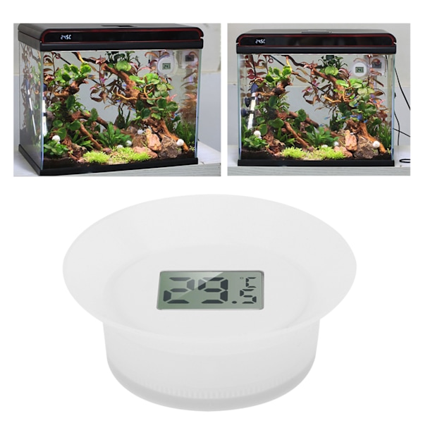 Vanntemperaturmåler med LCD-skjerm for akvarium, våt og tørr dobbel bruk