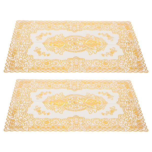 2 kpl 30cmx45cm PVC Pöytäliina Kulta Pöytäalustat Kupin Aluslaatat Tyyny Keittiö Hääkoristelu Tyyli 3