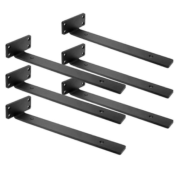 Robust Floating Shelf Brackets, (1/5 inch thick) Hidden Shelf Brackets, Cast Iron L-Brackets, Rustic Industrial 30 cm-FQ-