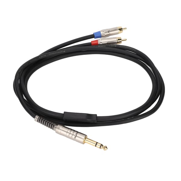 1/4in TRS Han til Dobbelt RCA Han Kabel Stik i 6,35mm TRS til 2 RCA Splitter Mikrofonkabel 1,8m