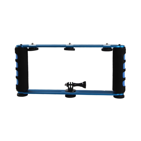 Aluminiumslegering dobbelt håndholdt greb Selfie Stick 1/4 tommer skruemontering Håndtag til telefon DSLR ILDC actionkamera blå, model: blå