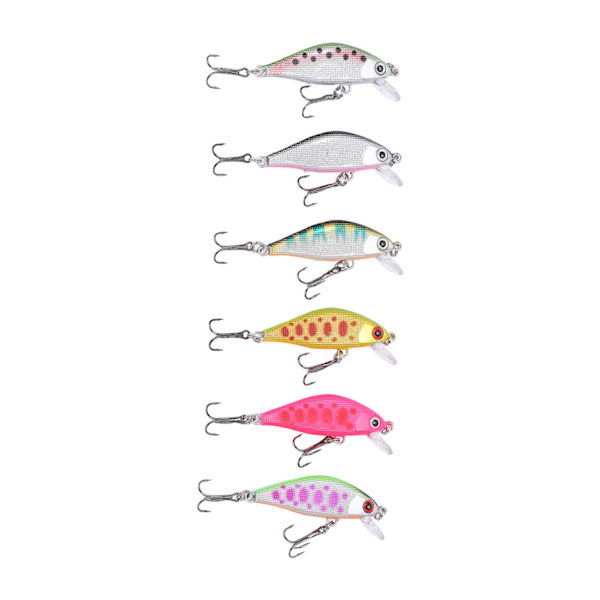 6 stk. 4,3g 5cm Minnow Fiskeagn Multilayer Maling Behandling Kunstig Fiske Agnsmad