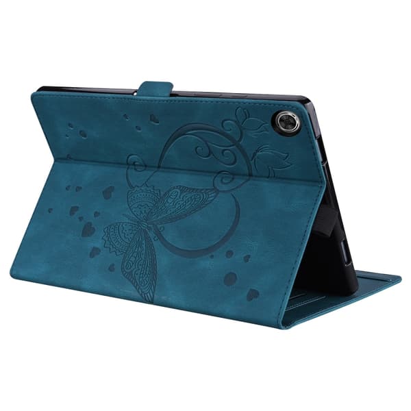 【NX】Samsung Galaxy Tab A9+ / A11+ Leather Case with Embossed Love Butterfly Blå