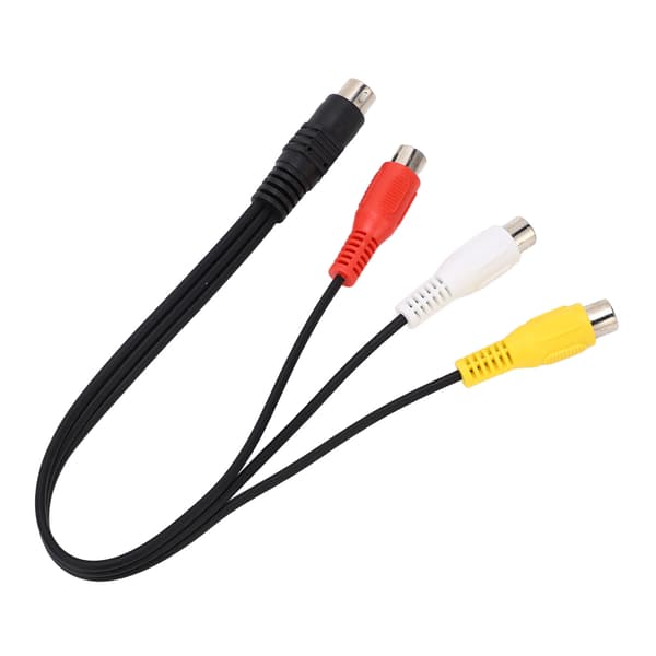 Mini DIN 7-ben til 3 RCA-kabel Rød Gul Hvid Mini DIN 7-ben han til 3 RCA hun ledning Videoadapterkabel 1,0 fod