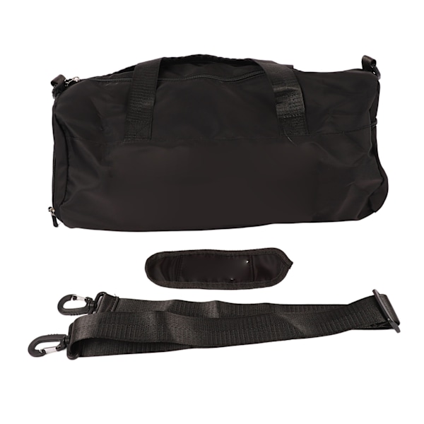 Sports Gym Bag med Sekvensbokstavdekorasjon, Tørr/Vått Separasjon, Oxford-stoff, Pustende Reiseveske for Oppbevaring, Svart