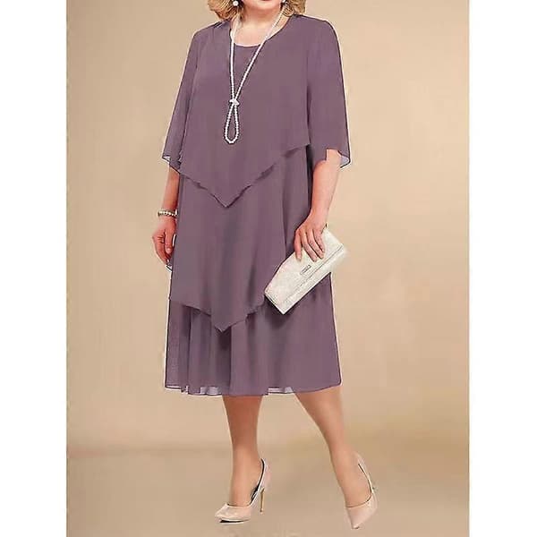 Damekjoler Chiffon Plus Size Kjoler Mor Strand Bryllupskjoler Mors Dag Gavekjoler black L