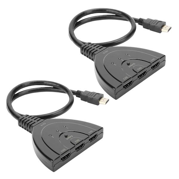 2 stk. HDMI Splitter 3 Port 4Kx2K Multifunktionel Hub Box Switcher til LCD HD TV