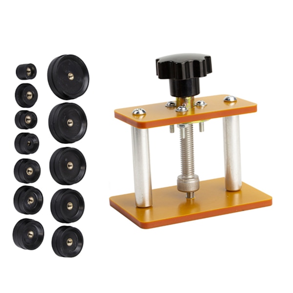 Klocka Press Ställ tillbaka Case Closer Replacement Repair Tool Kit Stämplingsmaskin med 12 stansar modell 1