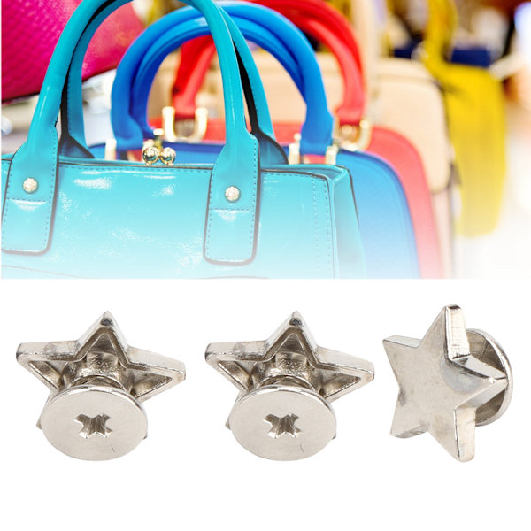20 st Star Shape Nit Stud Button DIY Kläder Skor Dekoration Tillbehör med skruvar Silver