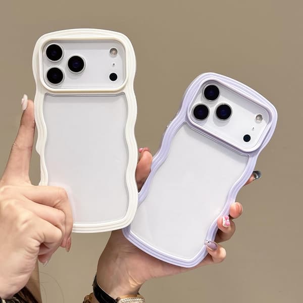 Deksel til iPhone 17 Pro Max, Curly Wave Frame Clear Case, Transparent Mykt TPU Støtsikkert Telefondeksel til iPhone 17 Pro Max[NX]