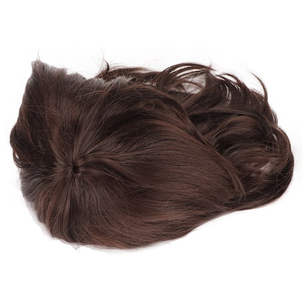 Herrperuk Kort Brun Rak Andas Inre Mesh Mjuk Fluffig Deformering Resistant Man Peruk