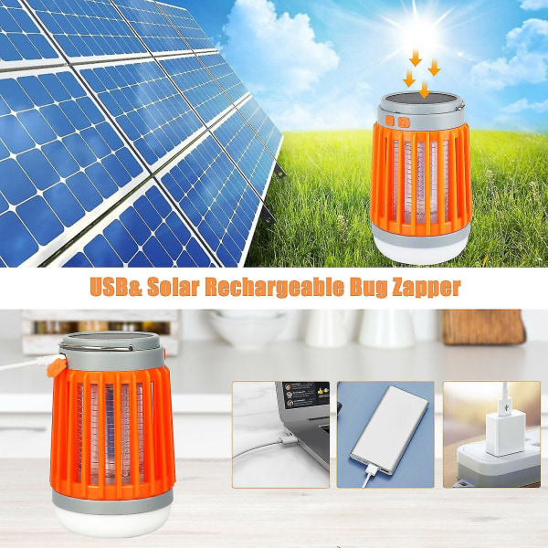 Solar USB Myggdödare Ljus Elektronisk Fly Bug Insekt Zapper Trap Pest Lamp