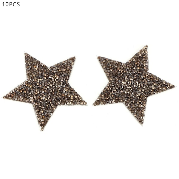 10 stk Rhinestone Stjerne Applikation Jern-På Tøj Patch til Kjole Sko Taske Hat (Grå)