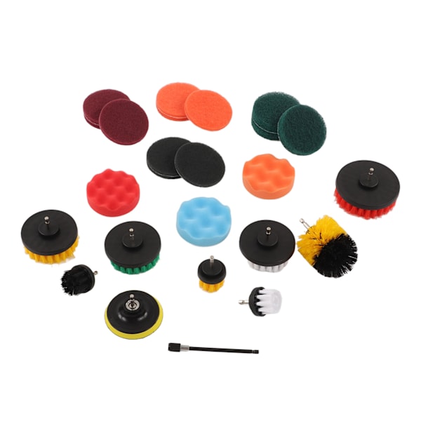 25 dele Borrebørste Power Scrub Pads Svampe Sæt Multipurpose Fliser Rengøringsværktøj til Bil Lastbil Hjem Køkken