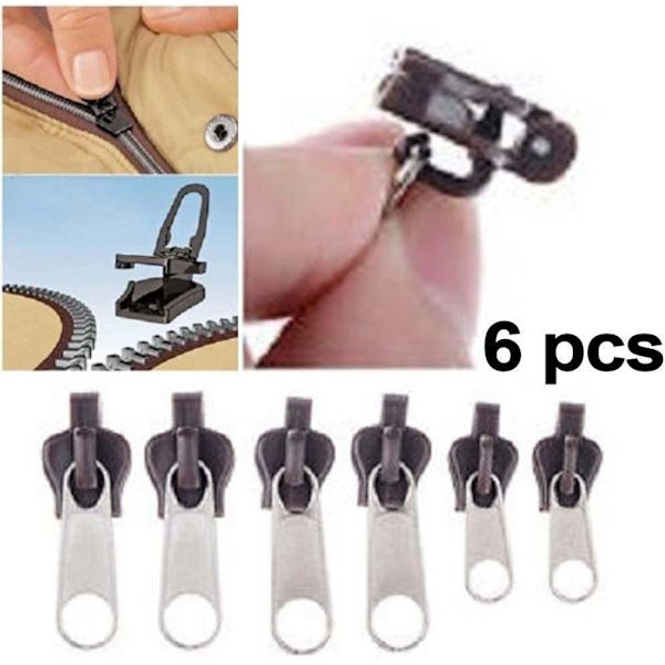 6st Zip Slider Omedelbar reparationssats Ersättningsdragkedja för väskor Jackor Bagageryggsäckar