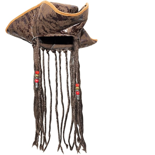 Merirosvohattu helmillä koristeltu rastatukka merirosvopuvun asusteisiin