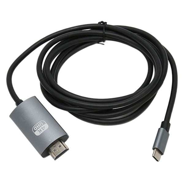 Type-C - HD-liitäntäkaapeli, tukee 4K 30Hz, Plug and Play, Type-C - HD-kaapeli televisiolle ja näytölle, musta ja harmaa