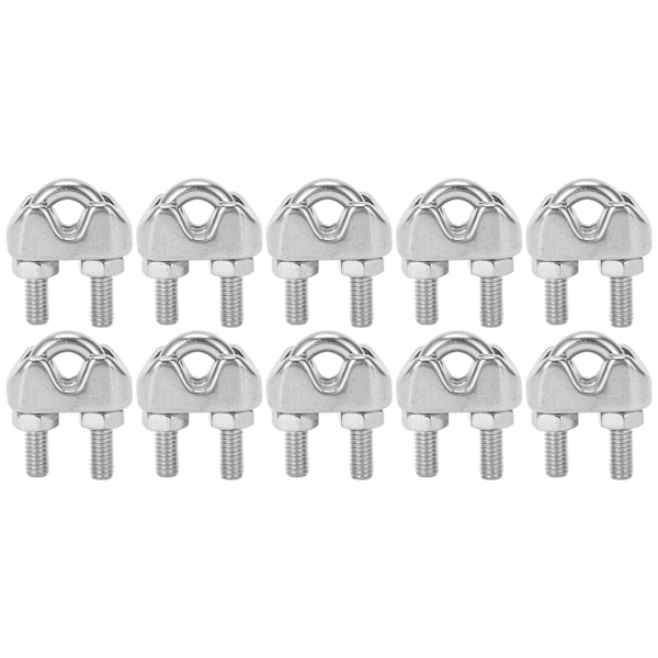 10 stk 3/16 tommer M4 rustfritt stål vaier kabelklemme U-bolt sadelfeste