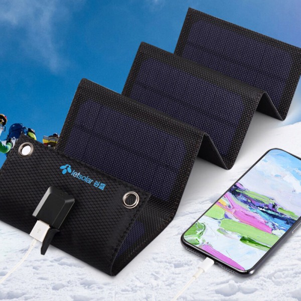 MS9 Bærbar Solar Power Bank Udendørs Solar Oplader IPX4 Vandtæt Sammenfoldelig 9W Hurtigopladning 5V USB Mini Kompakt