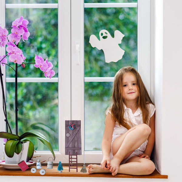 9 st Dockhus Tillbehör Gnome Dörr Set Dörr Kvast Julgran Brevlåda Stege Julkrans Jul Gnome Kit