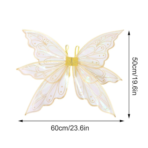 Fe-vinger for voksne og barn - Glitrende gull sommerfuglvinger