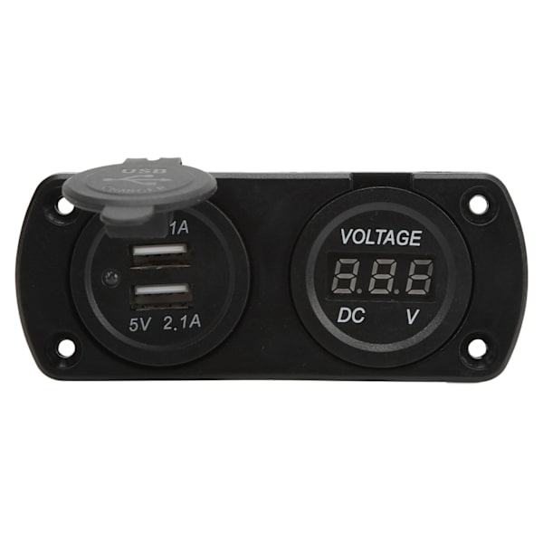 Nopea autolaturi jännitemittari Kaksois-USB 12‑24V Vedenpitävä 2,1A ulostulo Universaali moottoripyörille veneille
