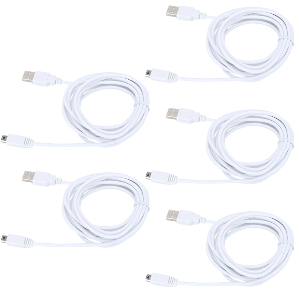 5 stk 3m USB-datakabel til WIIU-spilkonsol Opladningslinjekabel Spiltilbehør