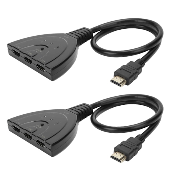 2 stk. HDMI Splitter 3 Port 4Kx2K Multifunktionel Hub Box Switcher til LCD HD TV