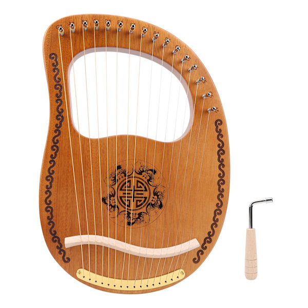 Harpa 16-strängad bärbar liten mahogny Okoman Wood Nybörjarmusikinstrument HP‑16