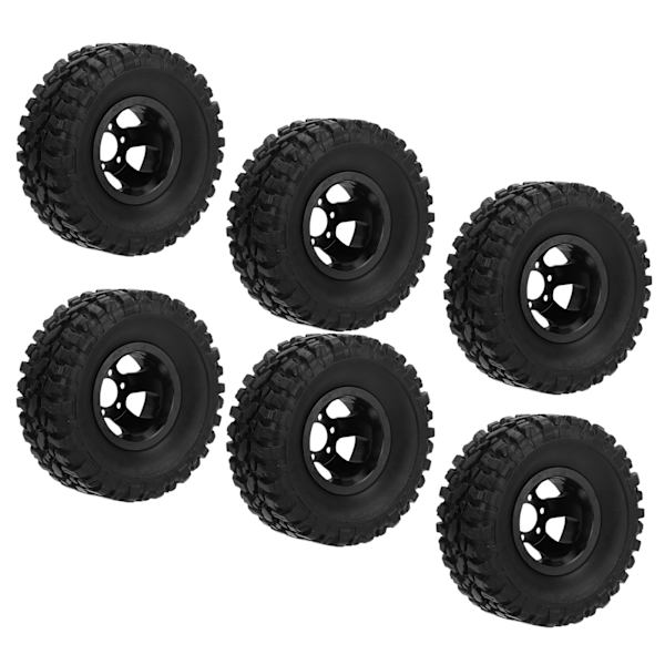 RC gummidäck med aluminiumlegering hjulnav för WPL C14 C24 C34 C44 B14 B24 B16 B36 4WD bilmodell Svart