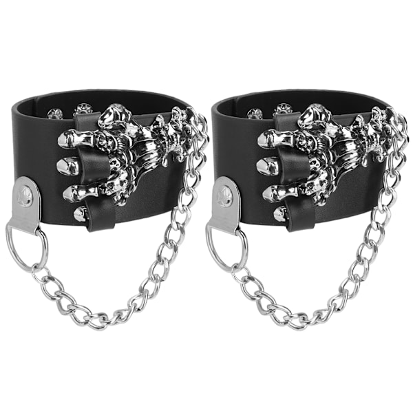 2st Nitarmband Cool Skull Hand Män Kvinnor Bred armring för kläder dekoration