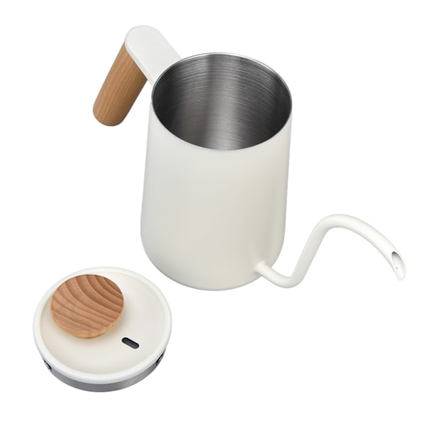 Handtag i rostfritt stål Droppkaffekanna Lång svanhalspip Droppvattenkokare Kaffe Tekanna Matt Vit600ml