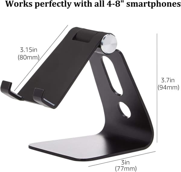 Justerbar telefonholder for iPhone og Android, enkel, dobbel, svart