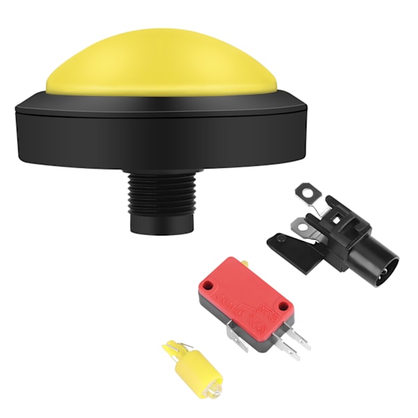 100 mm massiivinen arkadinappi LED-kupolilla konsolin korvaamiseen (keltainen)