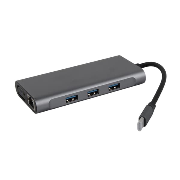 10-i-1 dokkingstasjon Type-C VGA RJ45 PD HUB dokkingstasjonsadapter