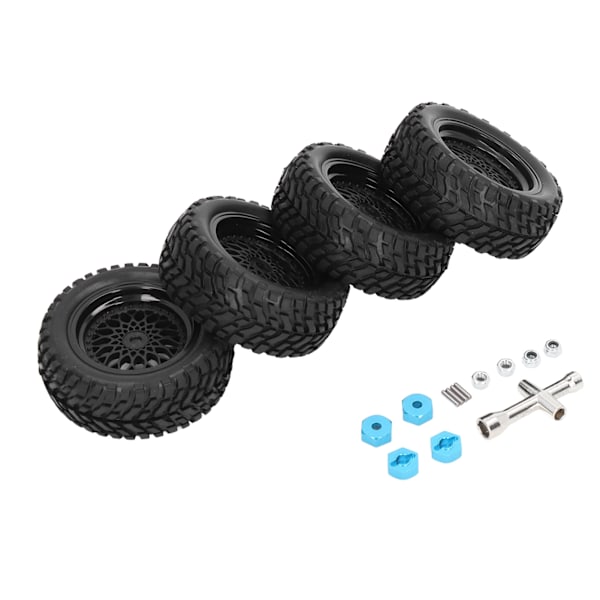 4 kpl RC-pyörän renkaat Muovi Kumia Kestävä Vakaampi Parempi Tiepito 1/10 Kumirenkaat Renkaat 1/10 Kilpa-autolle Musta